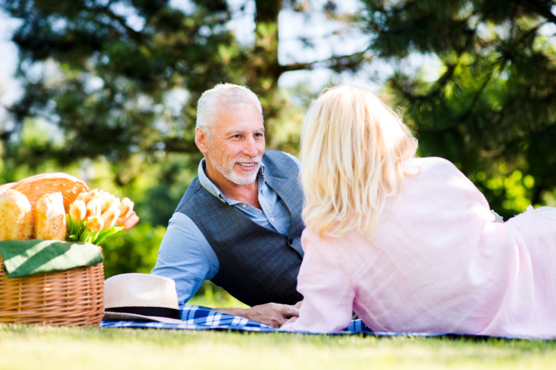 Mature couple enjoying a daytime picnic